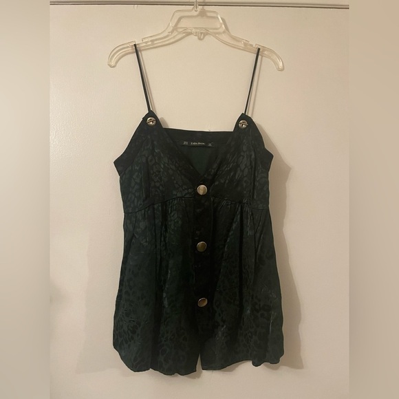 Zara Basic Green Leopard Tank Top size XS - Picture 2 of 9
